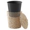 Casafield Water Hyacinth Trash Can with Lid and Liner, Woven Wicker Waste Basket for Bathroom, Bedroom, Laundry Room, Home Office